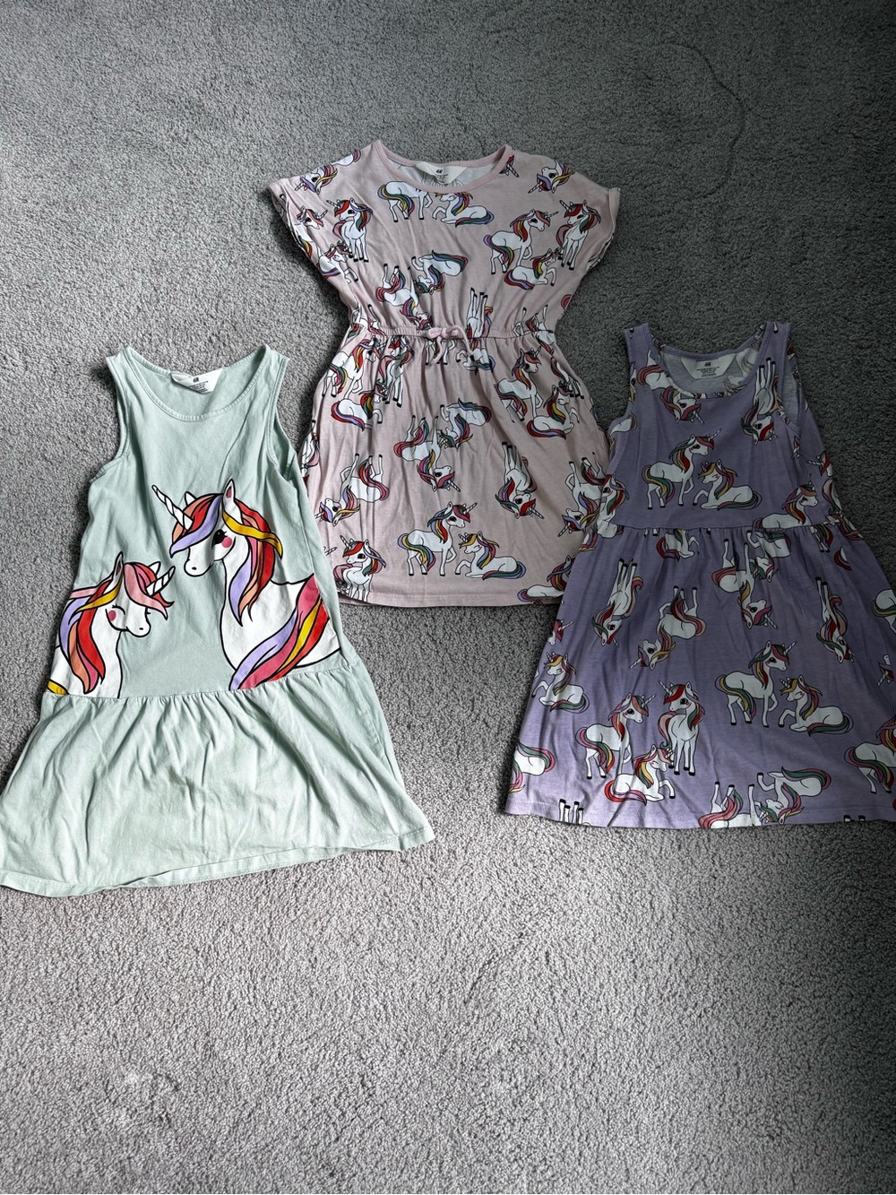THREE H&M Unicorn Graphic Dresses, 6X-7
